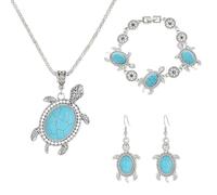 Wedity Juego de collar de tortuga turquesa y pendientes vintage turquesa colgantes accesorios de joyería para mujeres y niñas