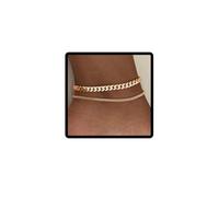 Wedity Tobillera de cadena cubana en capas para verano, playa, regalo para mujeres y niñas, talla única, Metal