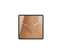 Wedity Tobillera de cristal en forma de corazón con cadena plana de 8 caracteres plateados, accesorios de verano para el pie, joyería para mujeres y niñas, talla única, Diamante de imitación Cristal