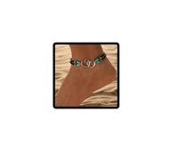 Wedity Tobilleras de corazón a corazón con cuentas turquesas, pulseras tobilleras para verano, playa, cadena elástica para el pie, joyería para mujeres y niñas, talla única, Metal