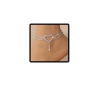 Wedity Tobilleras de corazón a corazón de cristal, pulseras de tobillo con corazón de amor, accesorios de verano para la playa, joyería para mujeres y niñas, talla única, Diamante de imitación Cristal