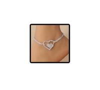 Wedity Tobilleras de corazón a corazón de cristal, pulseras de tobillo con corazón de amor, accesorios de verano para la playa, joyería para mujeres y niñas, talla única