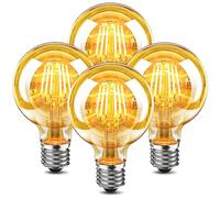 WEDNA Bombilla LED Vintage Filamento, 6W E27 G80 Edison Bombillas, Luz Blanco Cálido 2700K, 700LM, No Regulable, Retro Decorativas Lámpara para Bar, Hogar, Restaurante, Cafetería, 4 Unidades