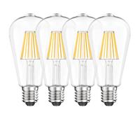 WEDNA Vintage Lámpara Edison E27, 8W LED ST64 Edison Bombillas, Luz Blanco Neutro 4000K, 1100LM, No Regulable, Retro Decorativas Filamento Bombillas, 220-240V - 4 Unidades