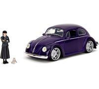 WEDNESDAY Addams Auto DieCast VOLKSWAGEN BEETLE Con Figura Escala 1/24 JADA