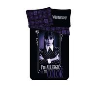 Juego de cama Miércoles Addams, 100% algodón, funda nórdica reversible Wednesday 140 x 200 cm y funda de almohada a juego