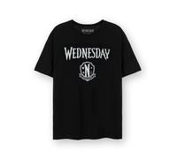 Wednesday Camiseta de Mujer Camiseta con Logotipo clásico para Mujer y Estampado de Escudo en Negro Addams Netflix Series Merchandise Adults Camiseta de Manga Corta | la Familia Addams
