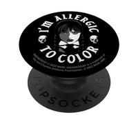 Wednesday I'm Allergic To Color Skull Shaded Portrait PopSockets PopGrip Intercambiable