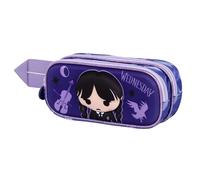 Wednesday Miércoles Chibi-Estuche Portatodo 3D Doble, Lila, 22 x 9.5 cm