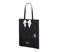 Wednesday Miércoles Uniform-Bolsa de la Compra Shopping Bag, Negro, 34 x 40 cm