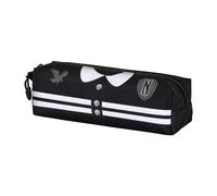Wednesday Miércoles Varsity-Estuche Portatodo Cuadrado FAN 2.0, Negro, 21 x 8 cm