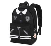 Wednesday Miércoles Varsity-Mochila HS FAN 2.0, Negro, 30 x 41 cm, Capacidad 22 L