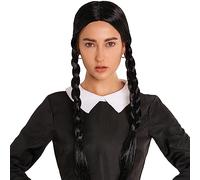 Wednesday Pocahontas - Peluca de pelo trenzado negro de alta calidad para mujer, peluca trenzada para disfraz