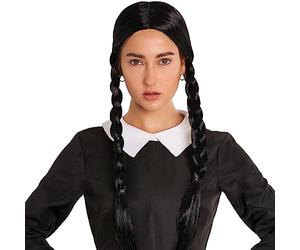 Wednesday Pocahontas - Peluca de pelo trenzado negro de alta calidad para mujer, peluca trenzada para disfraz