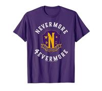 Wednesday Season 2 Nevermore 4 Evermore School Emblem Camiseta, Hombre, Morado, XL