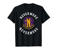 Wednesday Season 2 Nevermore 4 Evermore School Emblem Camiseta, Hombre, Negro, M
