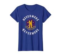 Wednesday Season 2 Nevermore 4 Evermore School Emblem Camiseta, Mujer, Azul Real, L