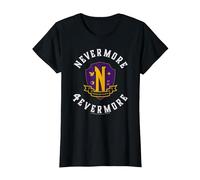 Wednesday Season 2 Nevermore 4 Evermore School Emblem Camiseta, Mujer, Negro, S