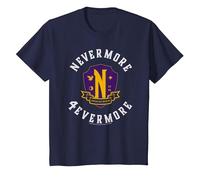 Wednesday Season 2 Nevermore 4 Evermore School Emblem Camiseta, Niños, Azul Marino, 2 años