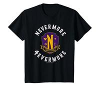 Wednesday Season 2 Nevermore 4 Evermore School Emblem Camiseta, Niños, Negro, 2 años