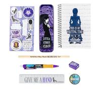 Blue Sky Studios Wednesday Stationery Pack, suministros de escritura con licencia, regalo, cuaderno, lápices de colores, bolígrafo, lata, sacapuntas, borrador, multicolor, Wednesday Stationery Pack -
