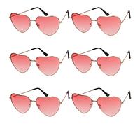 WEDNOK 6pcs Hippie Gafas de Sol Gafas de Sol en Forma de corazón Gafas Retro Marco de Metal para Viajes Mujeres Hombres Disfraces Fiesta de cumpleaños Diaria Carnaval