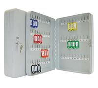 Wedo 10256537X Armario para Llaves (para 70 Llaves, Chapa de Acero con Recubrimiento de Polvo 28 x 6 x 37 cm, Cerradura de Seguridad con 2 Llaves Incluidas) Gris Claro