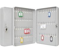 Wedo 10256537X Armario para Llaves (para 70 Llaves, Chapa de Acero con Recubrimiento de Polvo 28 x 6 x 37 cm, Cerradura de Seguridad con 2 Llaves Incluidas) Gris Claro