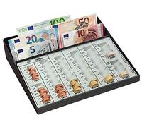 Wedo 160958049 - Caja de monedas con compartimiento de billetes y tira fija con ranura para monedas, 270 x 255 x 65 mm, negro/blanco