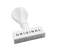 WEDO 19329 - Sello original (plástico, ancho aprox. 45 mm, altura del texto: 5,5 mm, mango ergonómico), color blanco