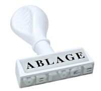 WEDO 1935 Lagertext - Bandeja para sellos (plástico, ancho de impresión: aprox. 45 mm, mango ergonómico, color blanco)