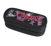 Wedo 24242603 - Estuche escolar rectangular con dos pisos, motivo Crazy, color negro