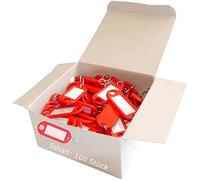 WEDO 262811802 - Llavero para etiquetar, color rojo, 100 unidades, con anillo