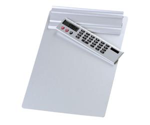 Wedo 57954 - Tabla portapapeles (tamaño A4, aluminio, incorpora calculadora solar)