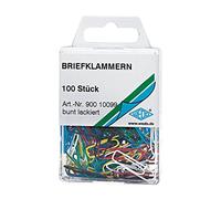 Wedo 90010099 clips de metal, 26 mm, 100 piezas pintadas, colores surtidos