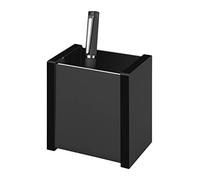 WEDO Black Office 634001 - Portalápices (cristal acrílico, patas de goma, 8,7 x 6 x 9,7 cm, en caja de regalo), color negro