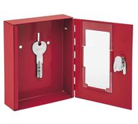 Wedo - Caja de pared para llaves de emergencia (puerta con cristal, varilla de acero, cristal de repuesto), color rojo