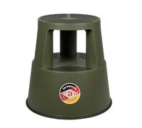 WEDO FRNK Super Step - Taburete Robusto de plástico, Certificado TÜV/GS según EN 14183-F, Antideslizante, Fabricado en Alemania, Altura Aprox. 43 cm, Capacidad de Carga 150 kg, Color Verde Oliva
