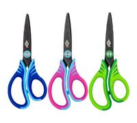 WEDO Gripy Tijeras 13 cm - Hojas de acero inoxidable con recubrimiento de titanio PVD, ergonómicas y antideslizantes - Ideales para escuela, oficina y manualidades - Rosa, verde y azul