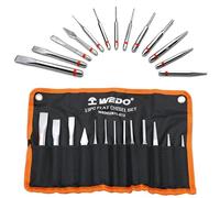 WEDO Juego de 13 punzones y cinceles, incluye punzón central de 4 mm, 5 mm, punzón de 2 a 8 mm, punzón de capa de 5 x 130 mm, cincel plano de 12, 15, 18 mm, perforador de tapet de 3 x 120 mm, acero