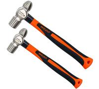 WEDO Juego de 2 martillos de bola de acero inoxidable de 8 onzas, 16 onzas con mango de fibra de vidrio, forjado a presión, resistente a los golpes, martillo de perforación resistente a la corrosión