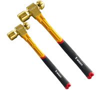 WEDO Juego de 2 martillos de bola de latón de 24 onzas + 32 onzas, martillo de bola con mango de fibra de vidrio, latón, forjado a presión, resistente a la corrosión, estándar DIN