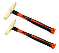 WEDO Juego de 2 martillos de soldadura de latón, 150 g + 300 g, mango de fibra de vidrio, martillo de escala, martillo astillado, forjado a presión, resistente a la corrosión