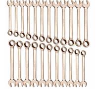 WEDO Juego de 23 llaves combinadas sin chispas, SAE de 1/4 a 1 pulgada, métricas de 8 mm a 24 mm, diseño de 12 puntos, cobre berilio, no magnético, resistente a la corrosión, certificado BAM y FM