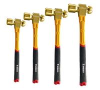 WEDO Juego de 4 martillos de bola de latón de 12 onzas + 16 onzas + 24 onzas + 32 onzas, martillo de bola con mango de fibra de vidrio, latón, forjado a presión, resistente a la corrosión, estándar