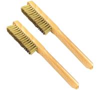 WEDO Juego de Cepillos De Alambre, 2 Cepillos de Latón de 11 Pulgadas para Eliminación de Pintura, Limpieza de óxido, Escoria de Soldadura, Limpieza de Parrilla, Cerdas de Latón con Mango de Madera