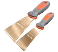 WEDO Juego de cuchillos de masilla sin chispas, 1-1/2 pulgadas + 2-1/2 pulgadas con raspador de seguridad rígido sin chispas, forjado, resistente a la corrosión, cobre berilio, estándar DIN