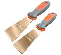 WEDO Juego de cuchillos de masilla sin chispas, 1-1/2 pulgadas + 2 pulgadas con raspador de seguridad rígido sin chispas, forjado, resistente a la corrosión, cobre berilio, estándar DIN, certificado