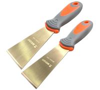 WEDO Juego de cuchillos de masilla sin chispas, 1-1/2 pulgadas + 2 pulgadas con raspador de seguridad rígido sin chispas, forjado, resistente a la corrosión, estándar DIN de bronce de aluminio