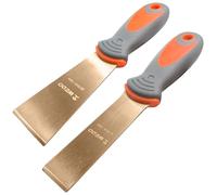 WEDO Juego de cuchillos de masilla sin chispas, 1 pulgada + 1-1/2 pulgadas con raspador de seguridad rígido sin chispas, forjado, resistente a la corrosión, cobre berilio, estándar DIN, certificado